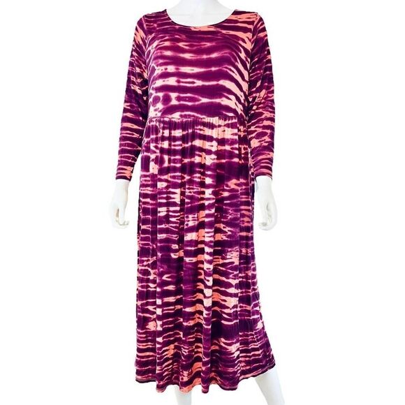 Terra & Sky Tie Dye Ripple Long Sleeve Maxi Dress - Picture 10 of 10